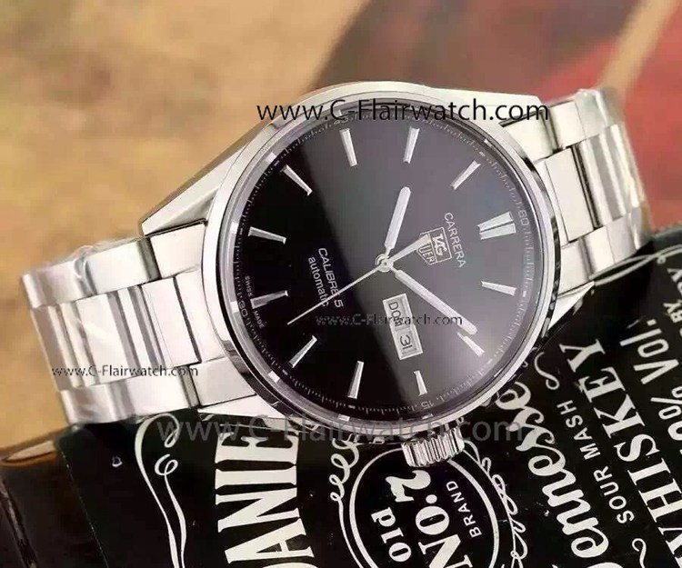 Tag Heuer Carrera Calibre 5 Mans Copy Watch Black Face SS